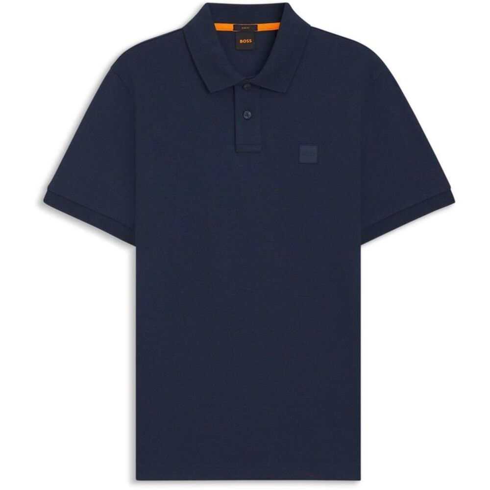 Boss Mens Passenger Box Logo Polo Shirt / Navy Blue